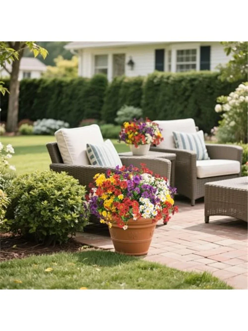 Artificial Outdoor Flowers UV Resistant Faux Plants Daisy Porch Decor Set
